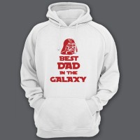 Толстовка с капюшоном для папы с надписью "Best dad in the galaxy"
