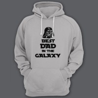 Толстовка с капюшоном для папы с надписью "Best dad in the galaxy"