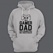 Толстовка с капюшоном для папы с надписью "I'm a gamer dad (like normal dad, only much cooler)"