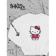 Толстовки, свитшоты и худи Hello Kitty Sharp&Shop Свитшот Hello Kitty белый оверсайз толстовка Куроми