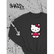 Толстовки, свитшоты и худи Hello Kitty Sharp&Shop Свитшот Hello Kitty черный оверсайз толстовка Куроми