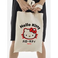 Сумка шоппер бежевый Аниме Hello Kitty Куроми дрейн тканевая