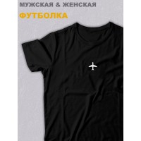Футболка оверсайз с принтом с приколом Sharp&Shop Черная футболка оверсайз с принтом Самолет airplane унисекс