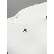 Футболка оверсайз с принтом с приколом Sharp&Shop Белая футболка оверсайз с принтом Самолет airplane унисекс