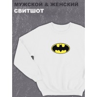 Свитшот оверсайз с принтом с приколом Sharp&Shop Белый свитшот оверсайз принт Бэтмен Batman бетмен унисекс