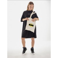 Сумка, шоппер с принтом и приколом Sharp&Shop Сумка шоппер бежевый с принтом Бэтмен Batman бетмен унисекс