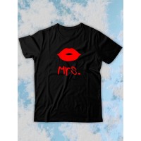 Парные футболки Sharp&Shop Парные футболки с принтом mrs миссис губы женская черная