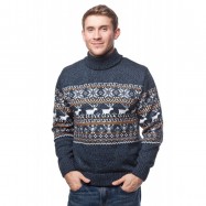 Мужской вязаный свитер с оленями 05155 оранжевый
