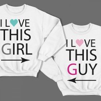 Парные свитшоты для влюбленных "I LOVE THIS GIRL/GUY" ("Я люблю эту\этого девчонку\парня")"