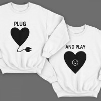 Парные свитшоты для влюбленных "Plug" и "And play"