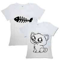 Парные футболки с принтами "Cat&amp;Fish"