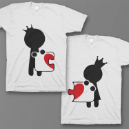 Парные футболки для влюбленных "Человечки соединяющие сердце-пазл"