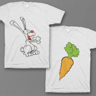 Парные футболки для влюбленных 'Кролик и морковка'
