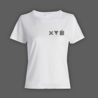 Женская прикольная футболка с маленьким принтом Икс Треугольник Куб