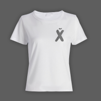 Женская прикольная футболка с маленьким принтом буква Х*Й