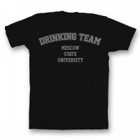 Прикольная футболка с принтом Moscow State University DRINKING TEAM