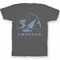 Именная футболка с печатным шрифтом и атрибутами рыбалки #70